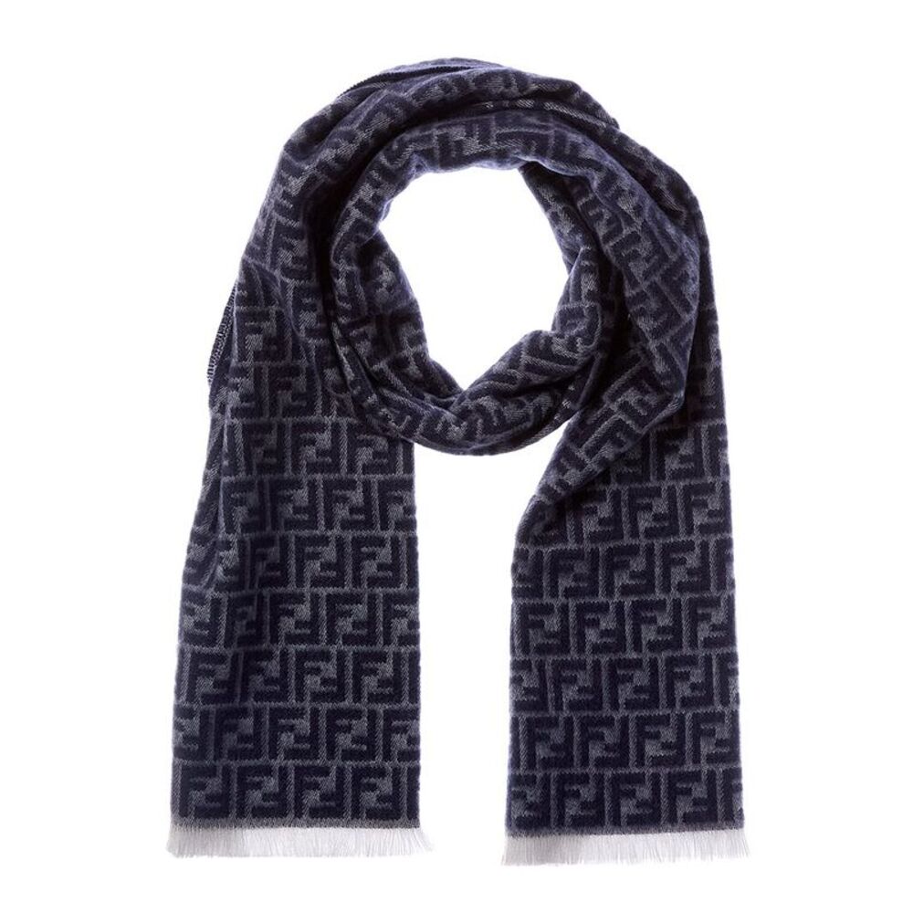 Fendi Ff Wool Scarf, Grey